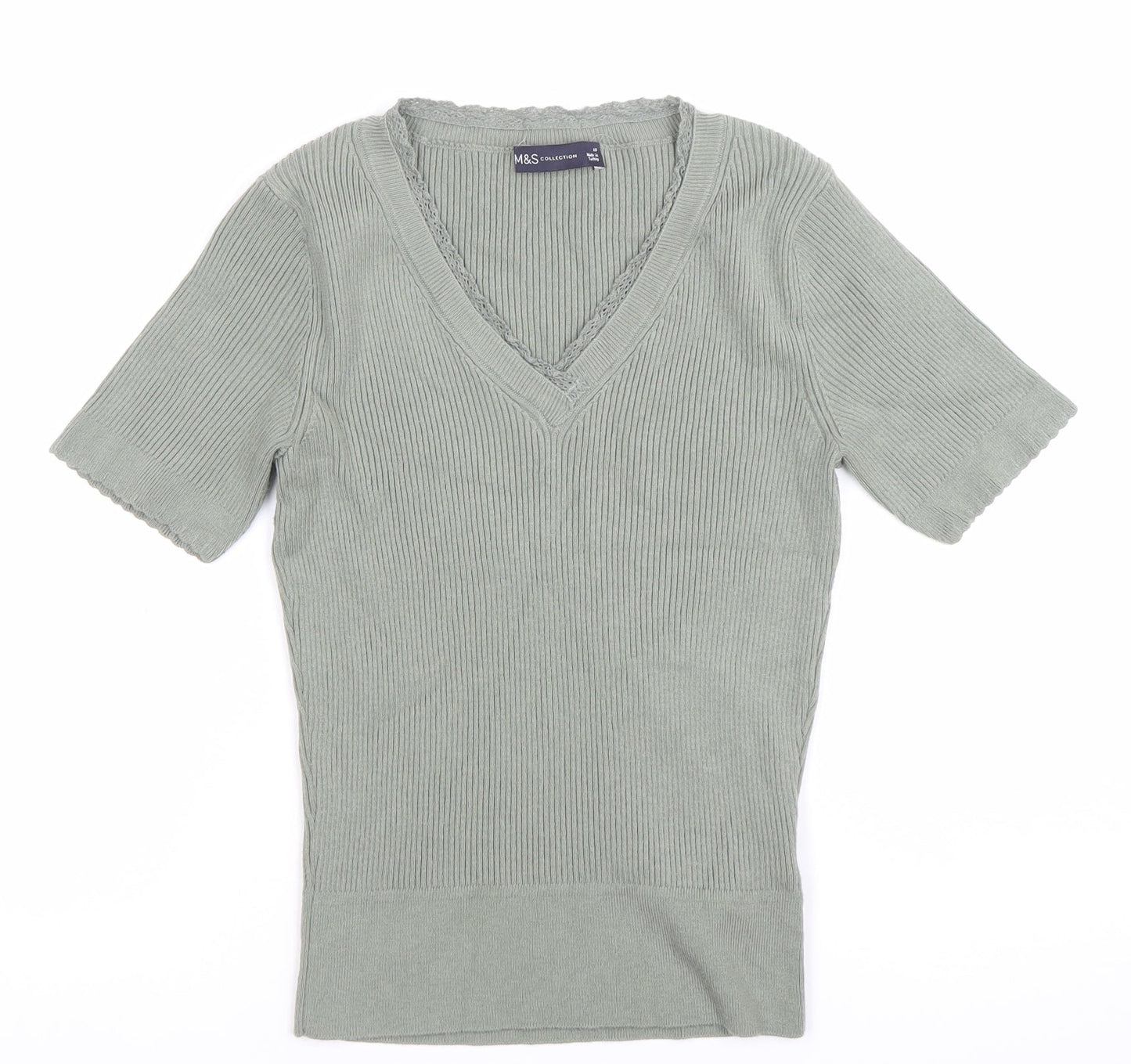 Womens UK Size 10 Marks and Spencer Green Basic T-Shirt