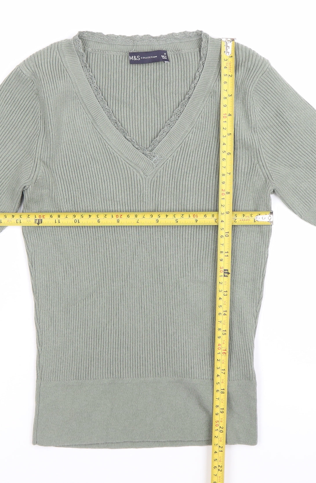 Womens UK Size 10 Marks and Spencer Green Basic T-Shirt