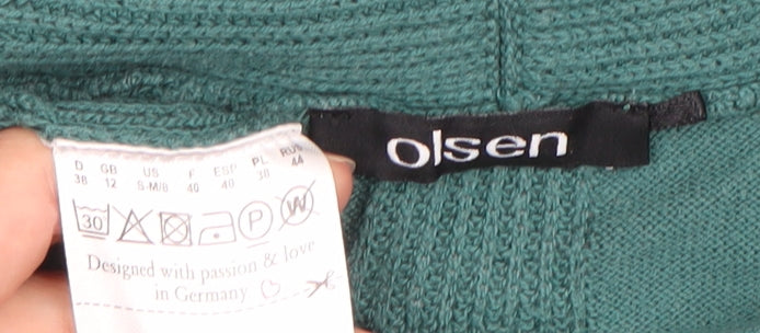 Womens UK Size 12 Olsen Green Cardigan Jumper