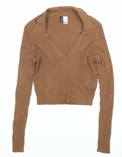 Womens UK Size M H&M Divided Brown Cropped Blouse