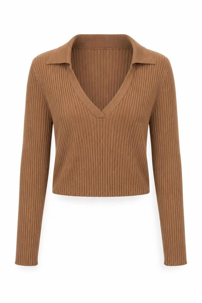 Womens UK Size M H&M Divided Brown Cropped Blouse