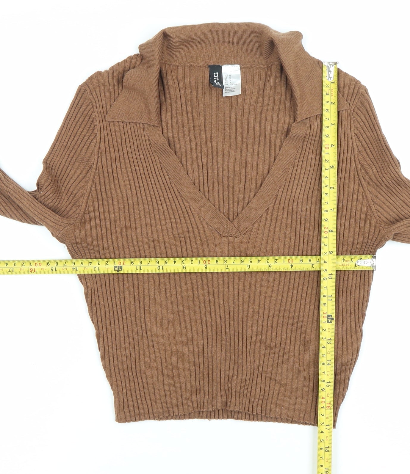 Womens UK Size M H&M Divided Brown Cropped Blouse