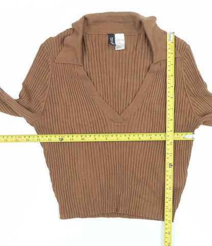 Womens UK Size M H&M Divided Brown Cropped Blouse