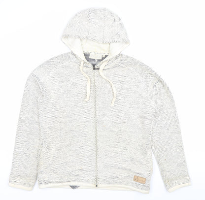 Dead Fish Men’s Grey Knit Full Zip Hoodie Size L Hooded Sweatshirt