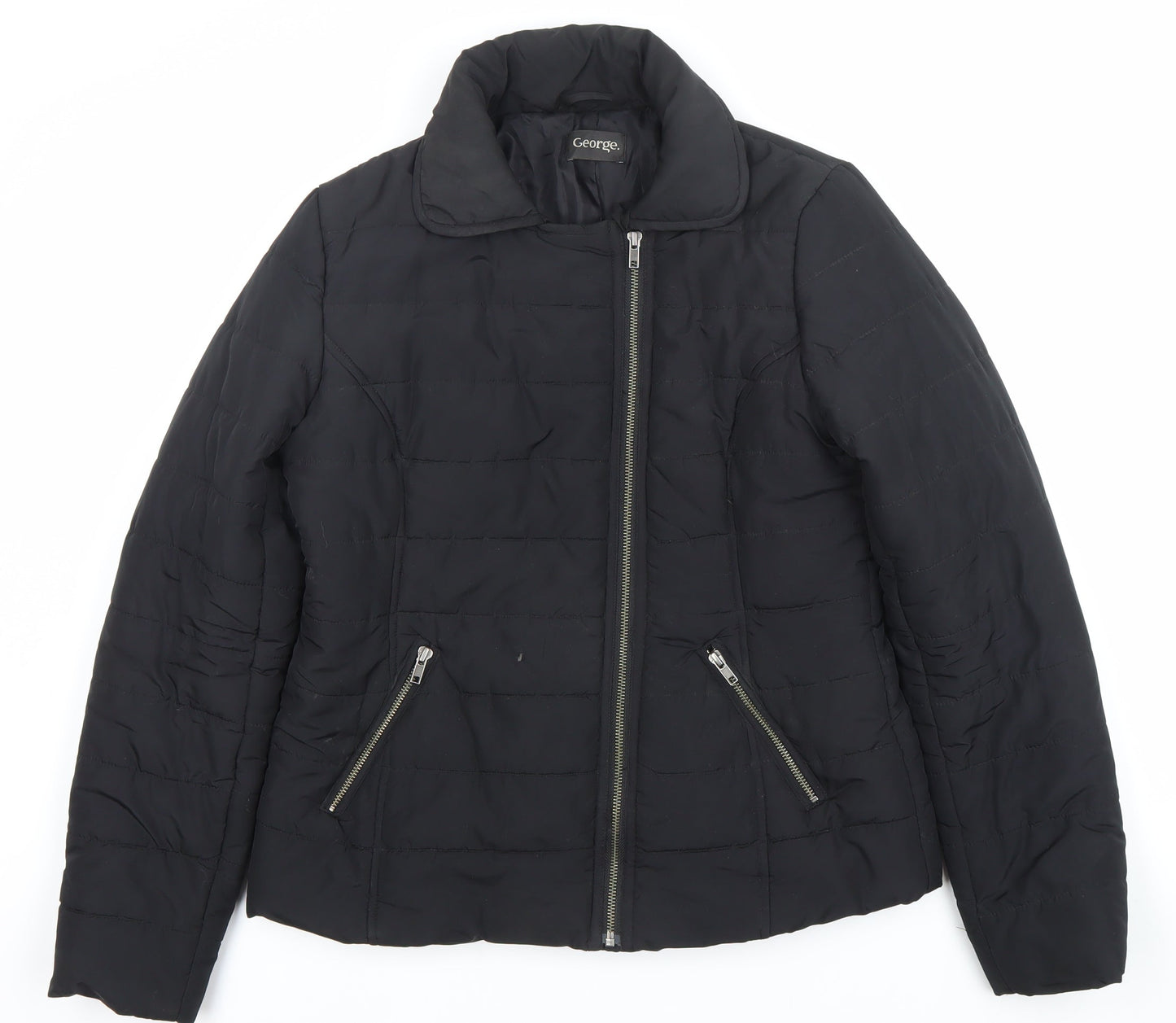 George Women’s Black Size 12 Puffer Jacket Quilted Zip Coat