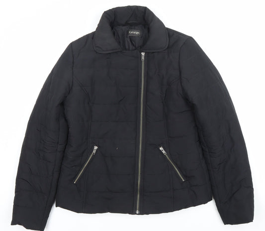George Women’s Black Size 12 Puffer Jacket Quilted Zip Coat