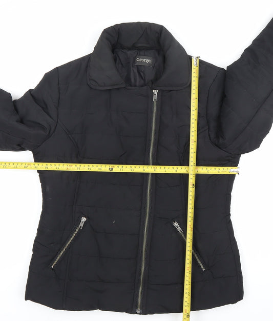 George Women’s Black Size 12 Puffer Jacket Quilted Zip Coat