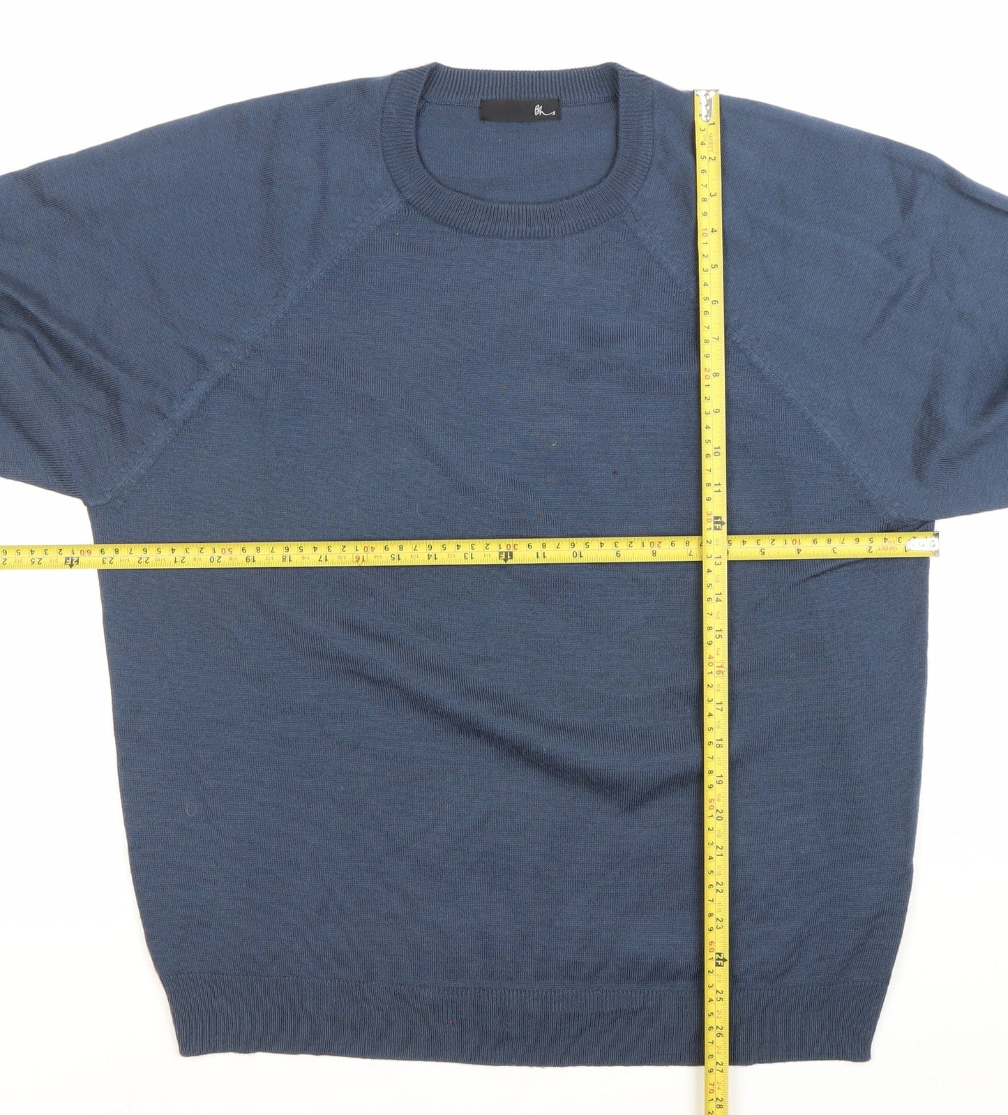 BHS Mens Blue Acrylic Crew Neck Pullover Jumper Size L