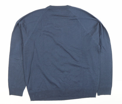 BHS Mens Blue Acrylic Crew Neck Pullover Jumper Size L