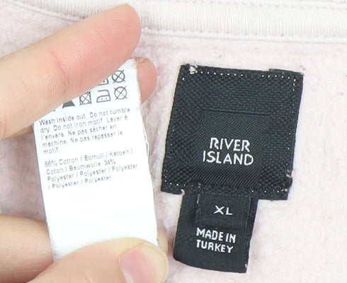 Mens UK Size XL River Island Pink Pullover Sweatshirt