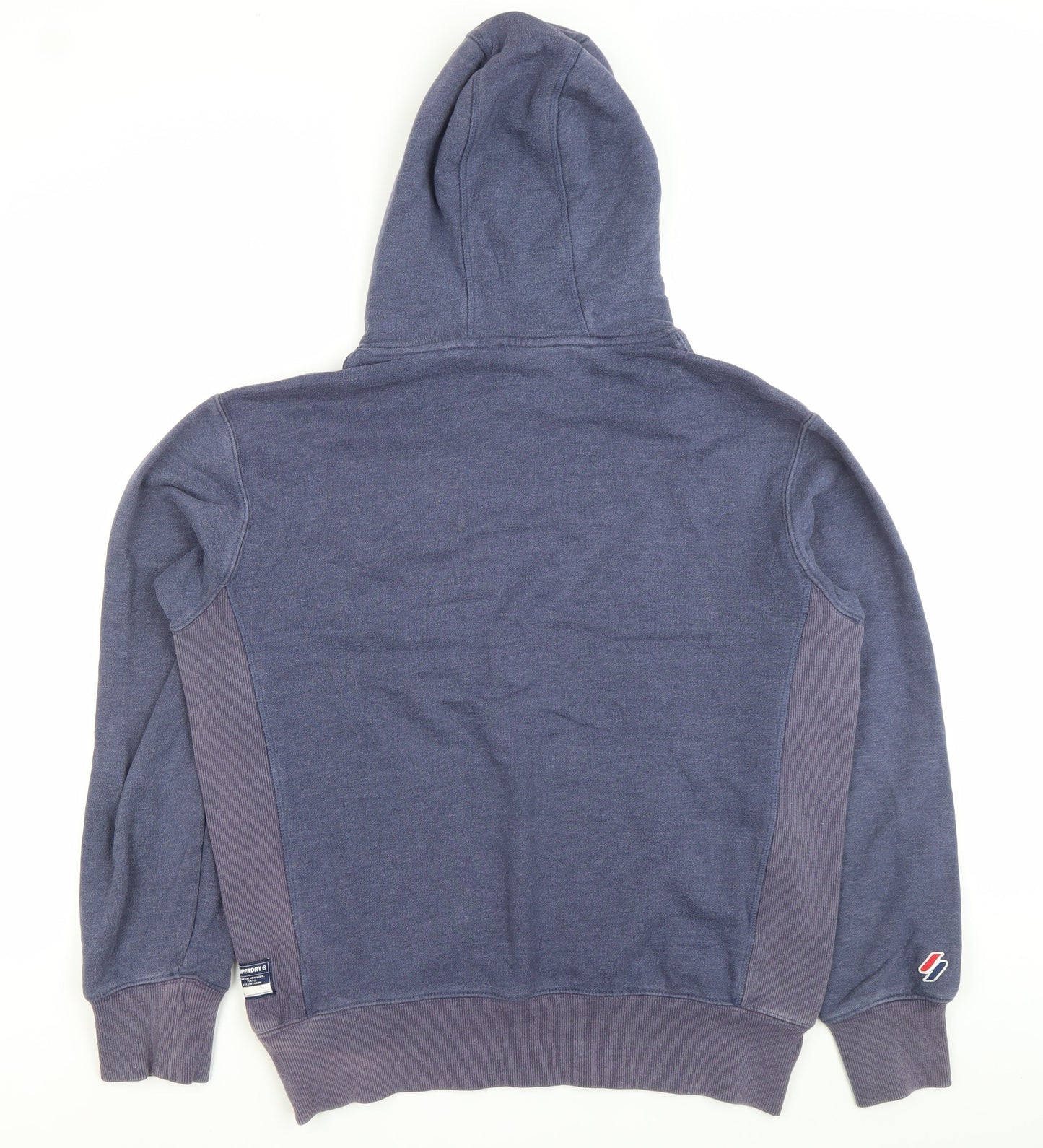 Superdry Mens Blue Pullover Hoodie M Logo Graphic Hooded Sweatshirt