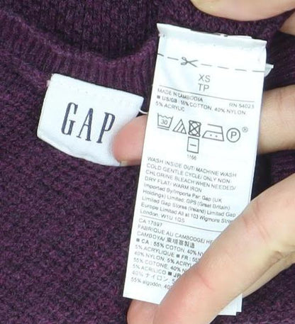 GAP Womens Purple XS V-Neck Pullover Knit Jumper Long Sleeve