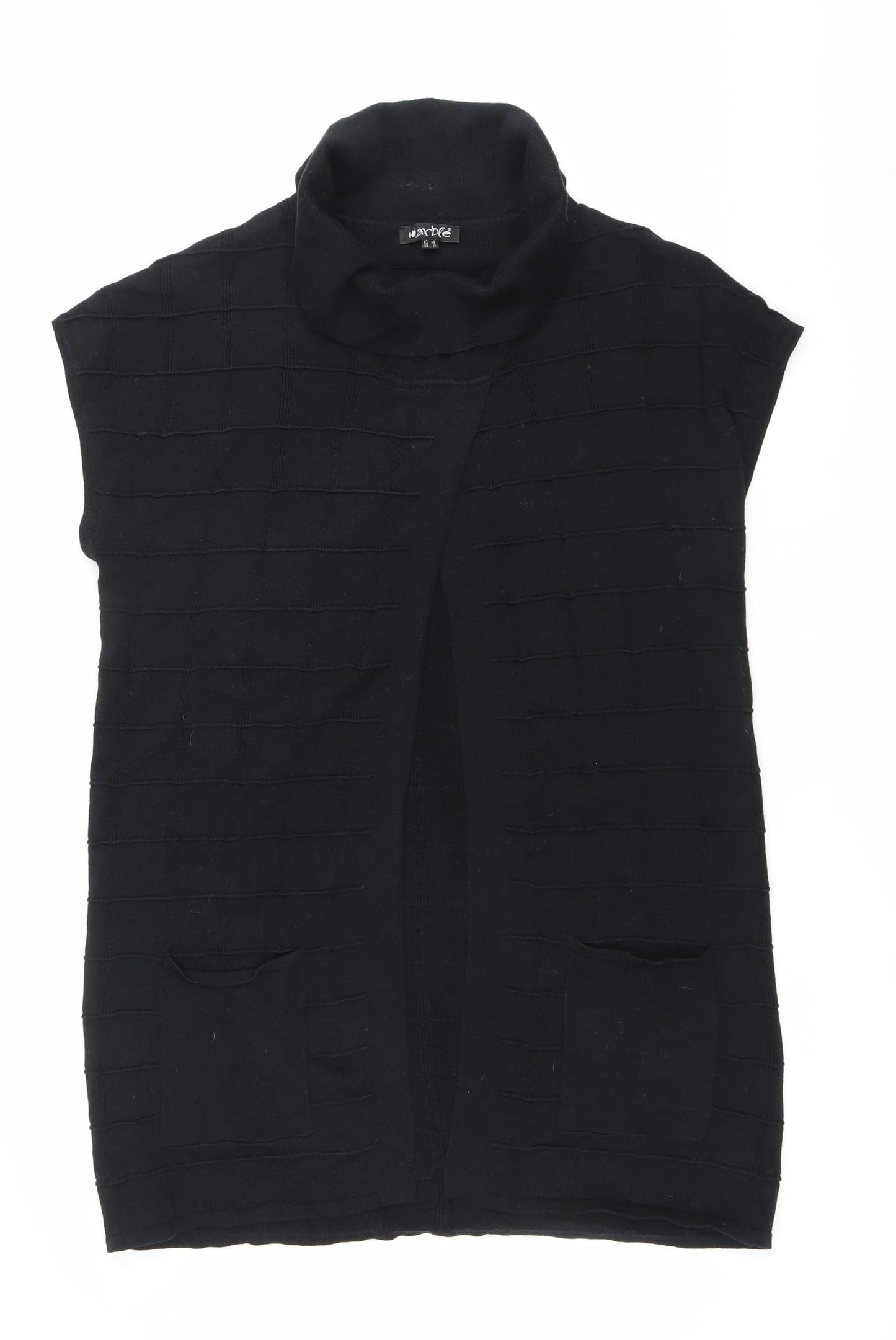 Marxke Womens Black M Roll Neck Short Sleeve Cotton Cardigan