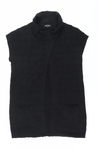 Marxke Womens Black M Roll Neck Short Sleeve Cotton Cardigan