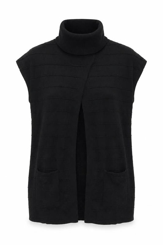 Marxke Womens Black M Roll Neck Short Sleeve Cotton Cardigan