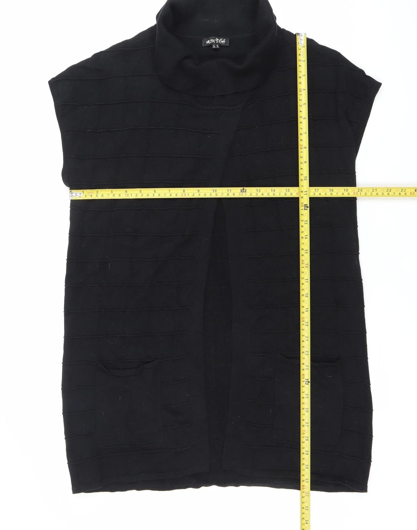Marxke Womens Black M Roll Neck Short Sleeve Cotton Cardigan
