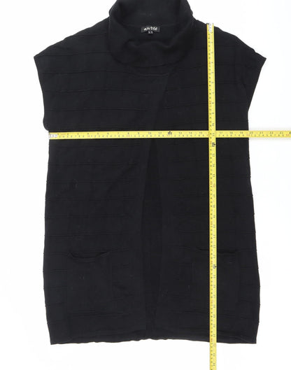 Marxke Womens Black M Roll Neck Short Sleeve Cotton Cardigan