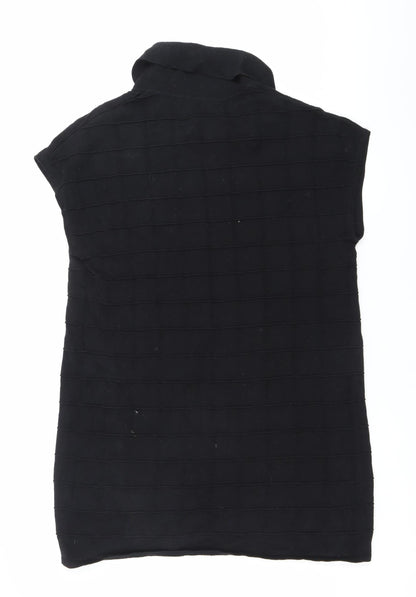Marxke Womens Black M Roll Neck Short Sleeve Cotton Cardigan