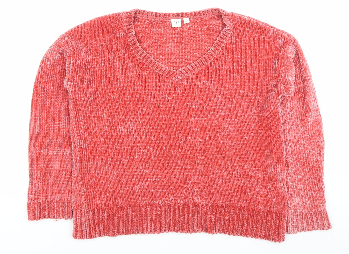 GAP Womens Red Petite Small V-Neck Pullover Jumper Polyester Knit