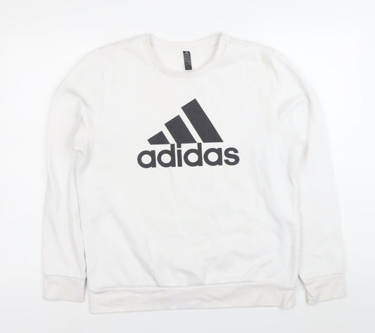 Mens UK Size L adidas White Pullover Sweatshirt