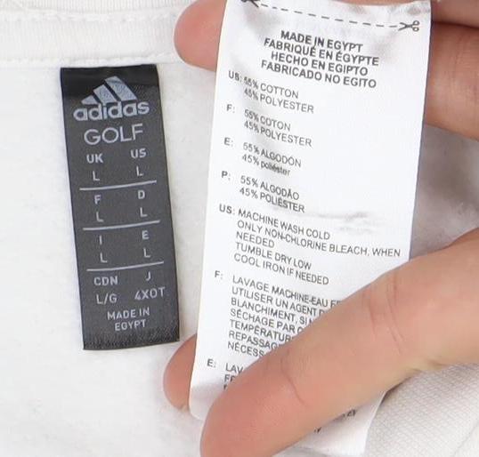 Mens UK Size L adidas White Pullover Sweatshirt