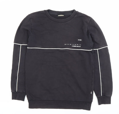 Napapijri Boys Black Sweatshirt Pullover Logo Crew Neck 14 Years
