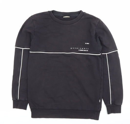 Napapijri Boys Black Sweatshirt Pullover Logo Crew Neck 14 Years