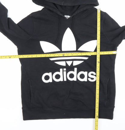 Adidas Womens Black Hoodie UK 14 Pullover Cotton Hooded Sweatshirt