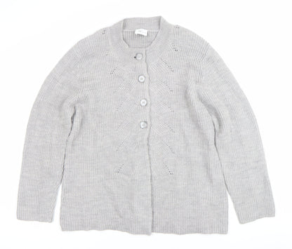 Eastex Womens Grey Knit Cardigan UK 16 Wool Blend Casual Workwear