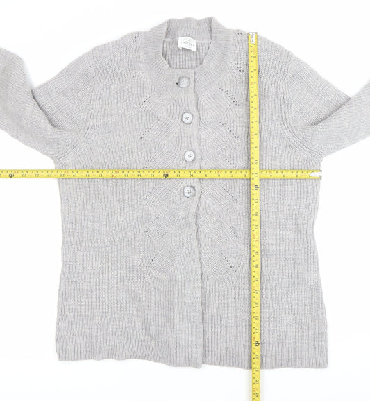 Eastex Womens Grey Knit Cardigan UK 16 Wool Blend Casual Workwear