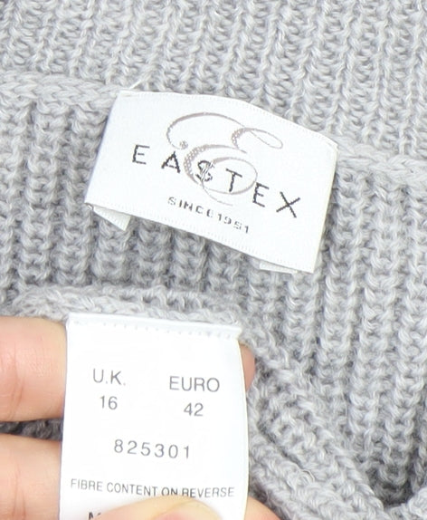 Eastex Womens Grey Knit Cardigan UK 16 Wool Blend Casual Workwear