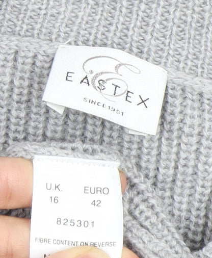 Eastex Womens Grey Knit Cardigan UK 16 Wool Blend Casual Workwear