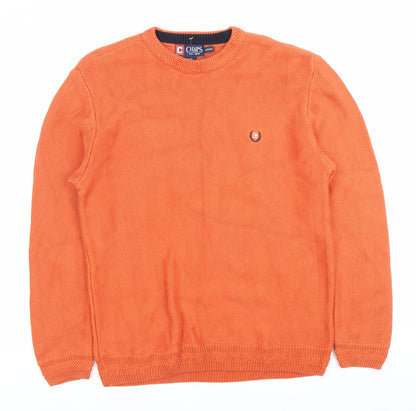 Chaps Men's Orange Knit Cotton Pullover Jumper Size S Crew Neck