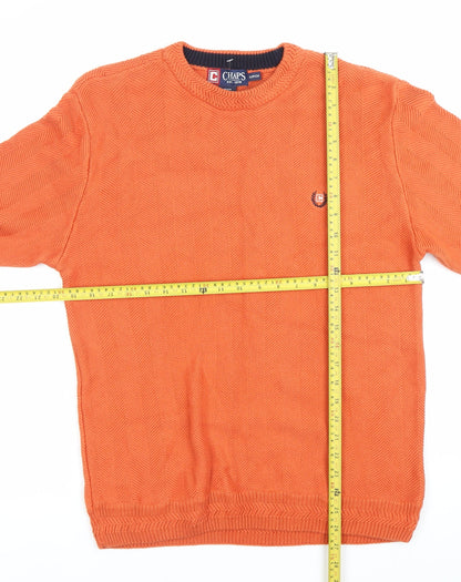 Chaps Men's Orange Knit Cotton Pullover Jumper Size S Crew Neck