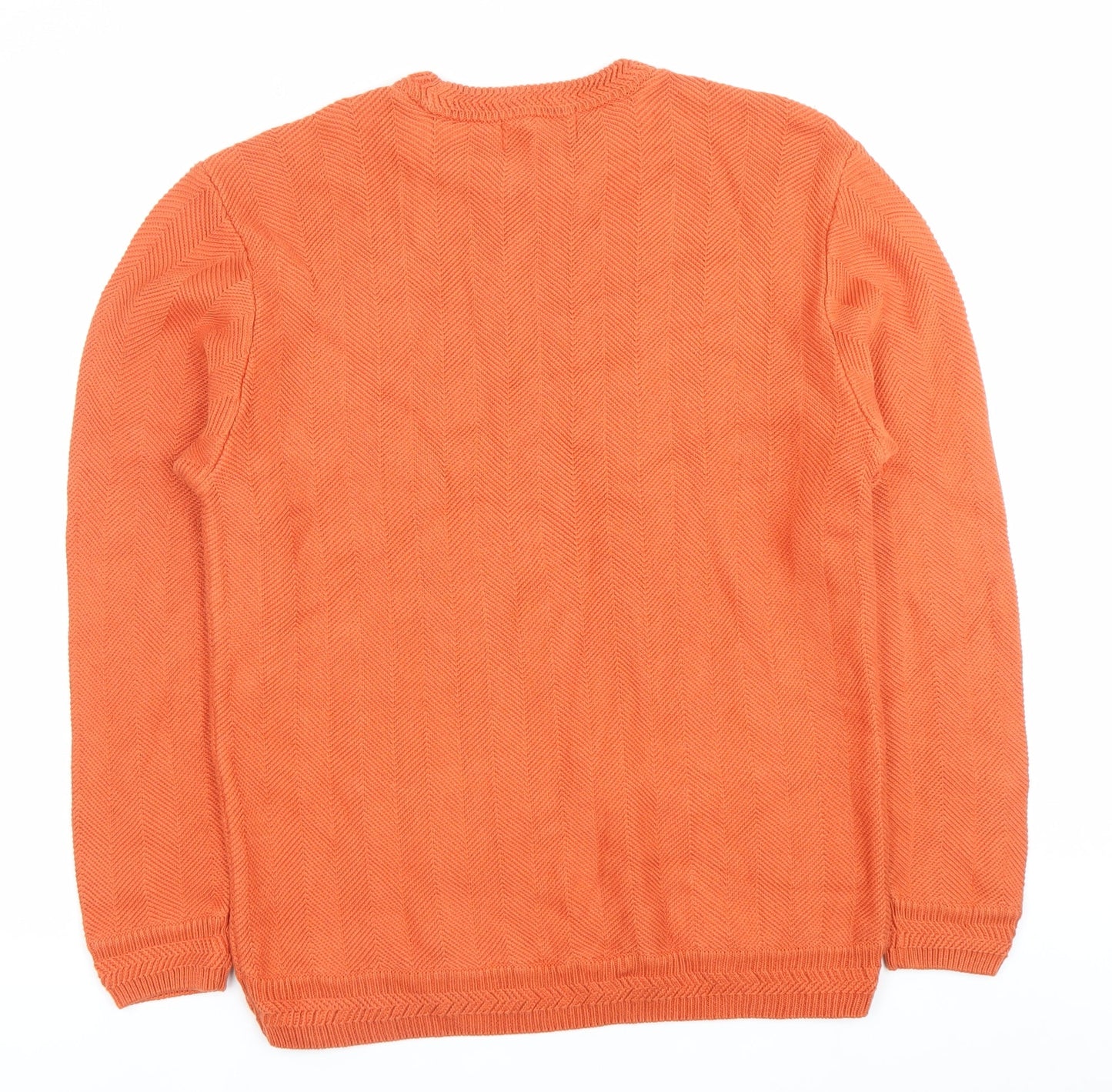 Chaps Men's Orange Knit Cotton Pullover Jumper Size S Crew Neck