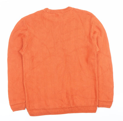 Chaps Men's Orange Knit Cotton Pullover Jumper Size S Crew Neck