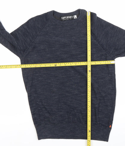 Superdry Men’s Blue Knit Crew Neck Pullover Sweatshirt Size L