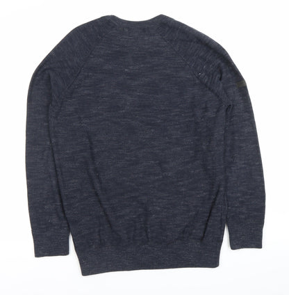 Superdry Men’s Blue Knit Crew Neck Pullover Sweatshirt Size L