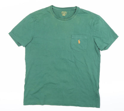 Ralph Lauren Mens Green M Slim Fit Crew Neck Logo T-Shirt