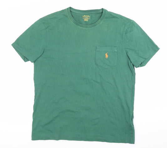 Ralph Lauren Mens Green M Slim Fit Crew Neck Logo T-Shirt