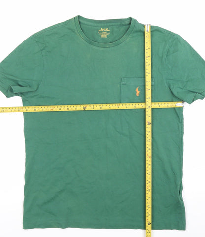 Ralph Lauren Mens Green M Slim Fit Crew Neck Logo T-Shirt