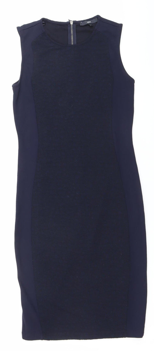 Next Women's Blue Sheath Dress UK 10 Sleeveless Knee Length Workwear