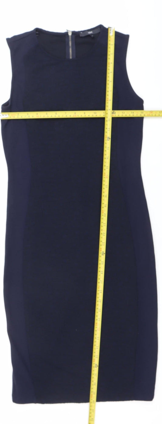 Next Women's Blue Sheath Dress UK 10 Sleeveless Knee Length Workwear