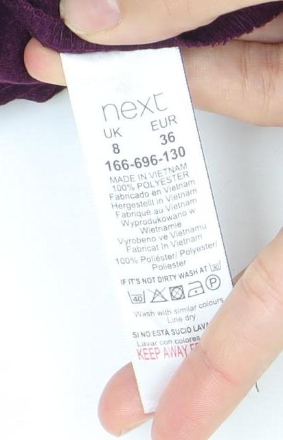 Next Women Purple Shift Dress Size 8 Long Sleeve Bow Detail