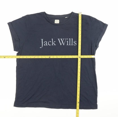 Jack Wills Womens Blue Size 14 Short Sleeve Crew Neck T-Shirt