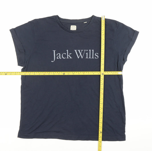 Jack Wills Womens Blue Size 14 Short Sleeve Crew Neck T-Shirt