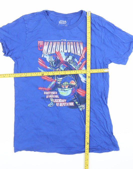 Star Wars Mandalorian Blue Graphic Men's M T-Shirt