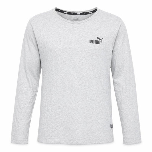 Puma Boys Grey Long Sleeve Sports T-Shirt Size S Cotton Crew Neck