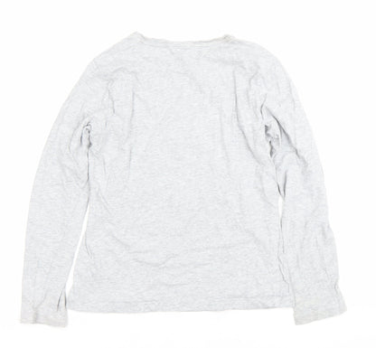 Puma Boys Grey Long Sleeve Sports T-Shirt Size S Cotton Crew Neck