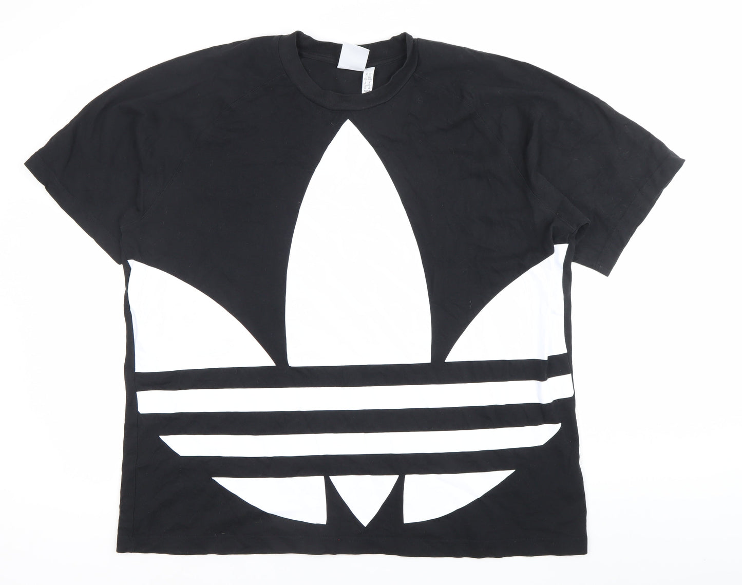 Adidas Men Black XL Trefoil Logo Graphic Crew Neck T-Shirt